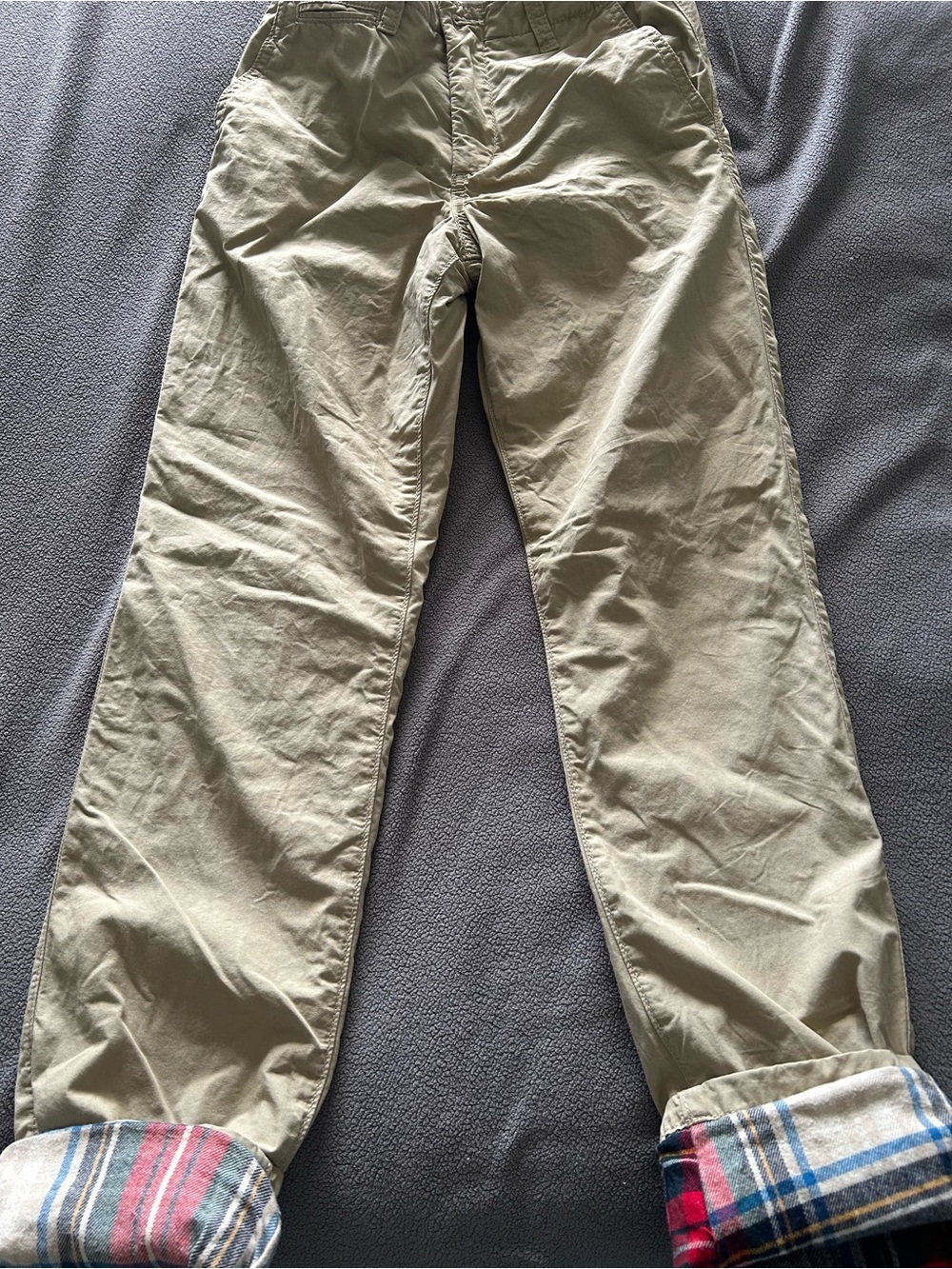 GAP Boys Tan Chinos with Plaid Flannel Lining